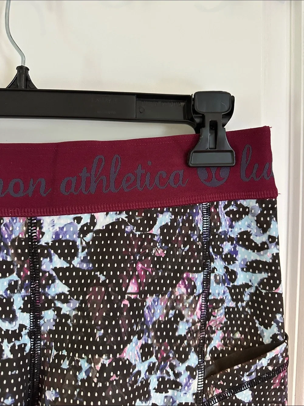 lululemon athletica Multicolor Abstract Athletic Shorts with Burgundy Waistband